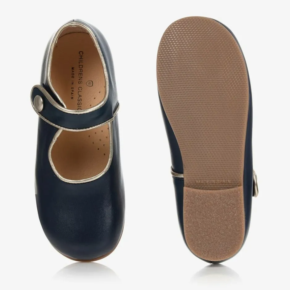 Childrens Classics Girls Blue & Gold Shoes