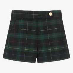 Abel amp; Lula Girls Blue & Green Tartan Viscose Shorts Hot