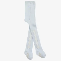 Pretty Originals Girls Blue & Ivory Knitted Cotton Tights Online