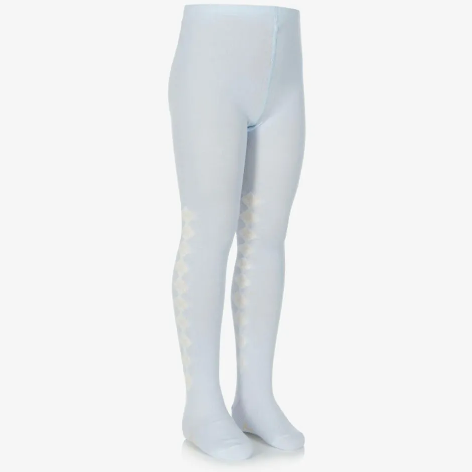 Pretty Originals Girls Blue & Ivory Knitted Cotton Tights Online
