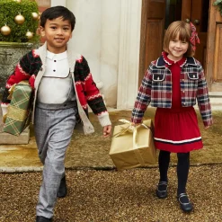 Abel amp; Lula Girls Blue & Red Tartan Tweed Jacket Hot