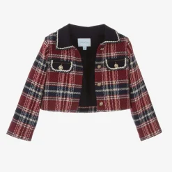 Abel amp; Lula Girls Blue & Red Tartan Tweed Jacket Hot