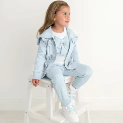 Caramelo Kids Girls Blue & White Cotton Tracksuit Set Online