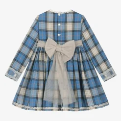 Abuela Tata Girls Blue Check Cotton Dress