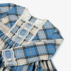 Abuela Tata Girls Blue Check Cotton Dress