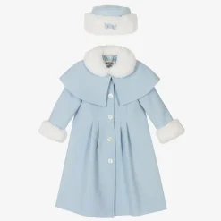 Sarah Louise Girls Blue Coat & Hat Set
