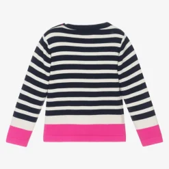 Week-end à la mer Girls Blue Cotton Breton Stripe Sweater New
