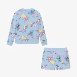 Stella McCartney Kids Girls Blue Cotton Fairies Shorts Set Discount