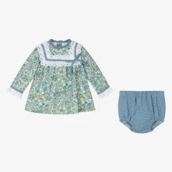 Foque Girls Blue Cotton Floral Dress Best