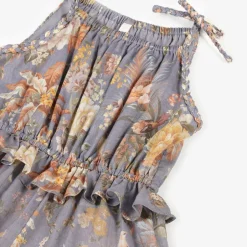 Zimmermann Girls Blue Cotton Floral Jumpsuit TealMultiFloral Online