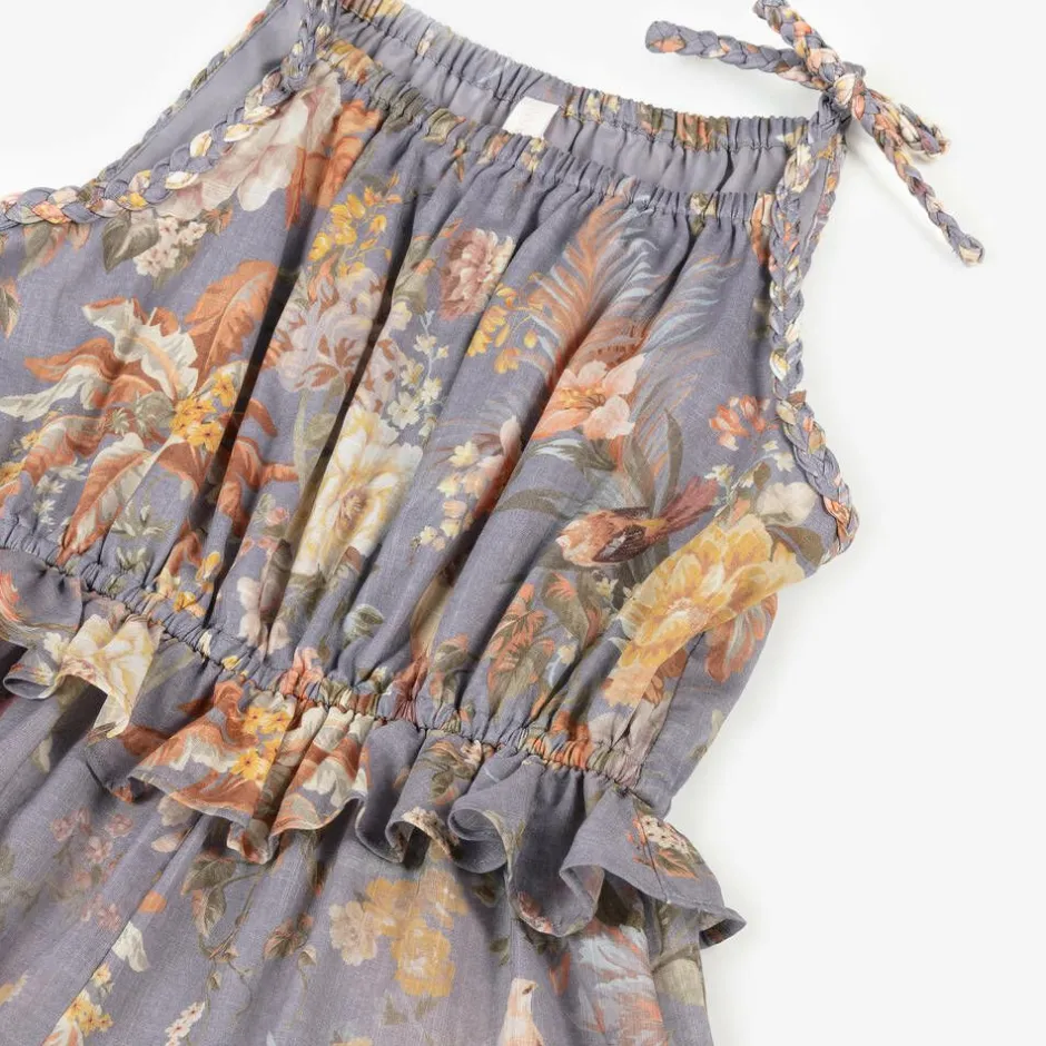 Zimmermann Girls Blue Cotton Floral Jumpsuit TealMultiFloral Online