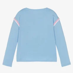 Guess Girls Blue Cotton Sequin Top