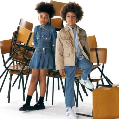 Versace Girls Blue Denim Medusa Buttons Skirt Discount