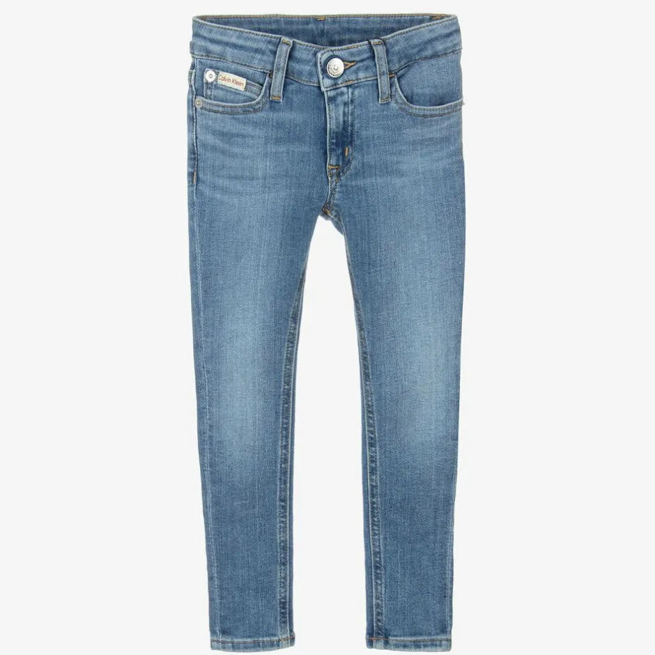 Calvin Klein Girls Blue Denim Mid-Rise Skinny Jeans Outlet