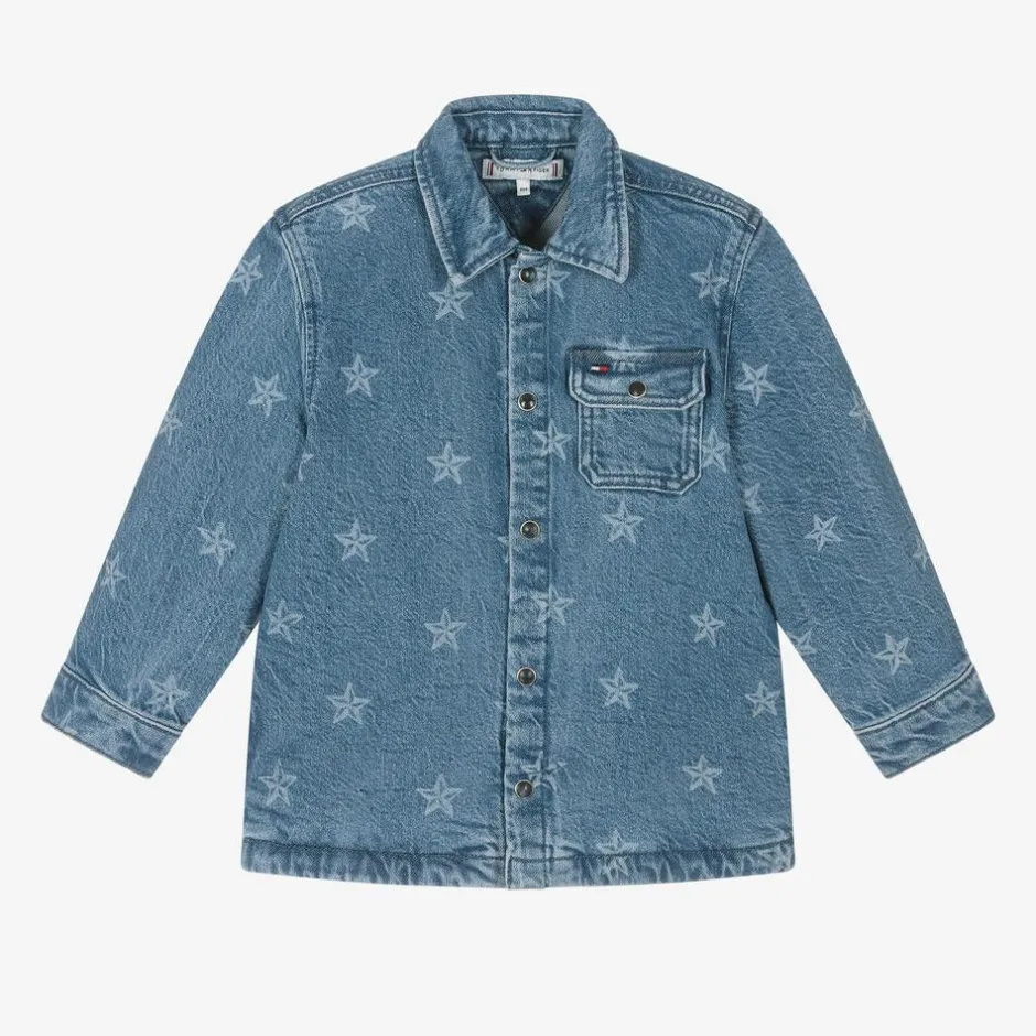 Tommy Hilfiger Girls Blue Denim Stars Overshirt Discount
