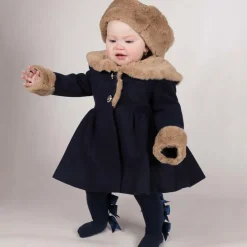 Beau KiD Girls Blue Faux Fur Coat & Hat New