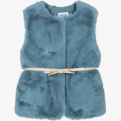 Mayoral Girls Blue Faux Fur Gilet New