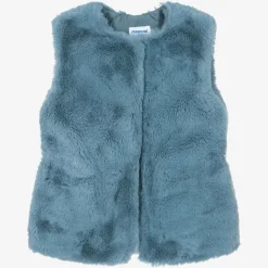 Mayoral Girls Blue Faux Fur Gilet New