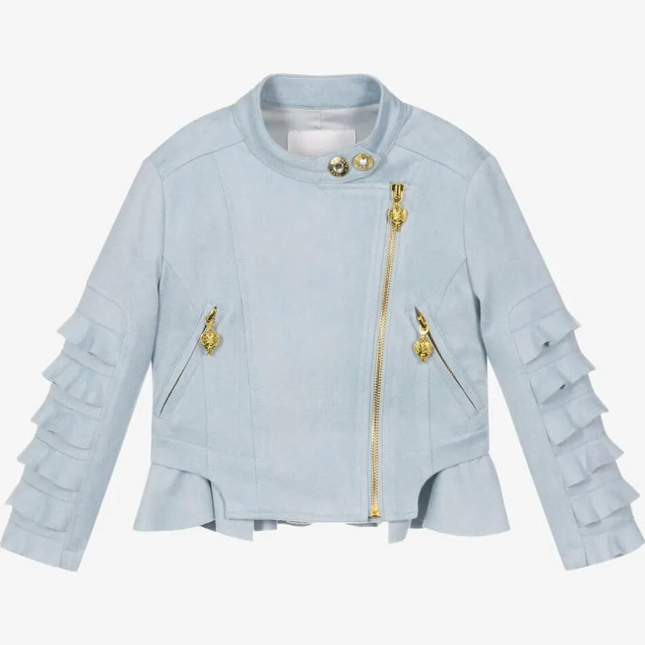 Angels Face Girls Faux Suede Biker Jacket Blue Best