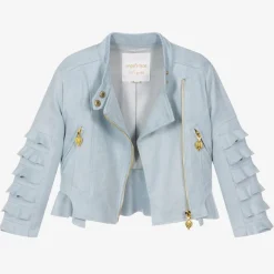 Angels Face Girls Faux Suede Biker Jacket Blue Best
