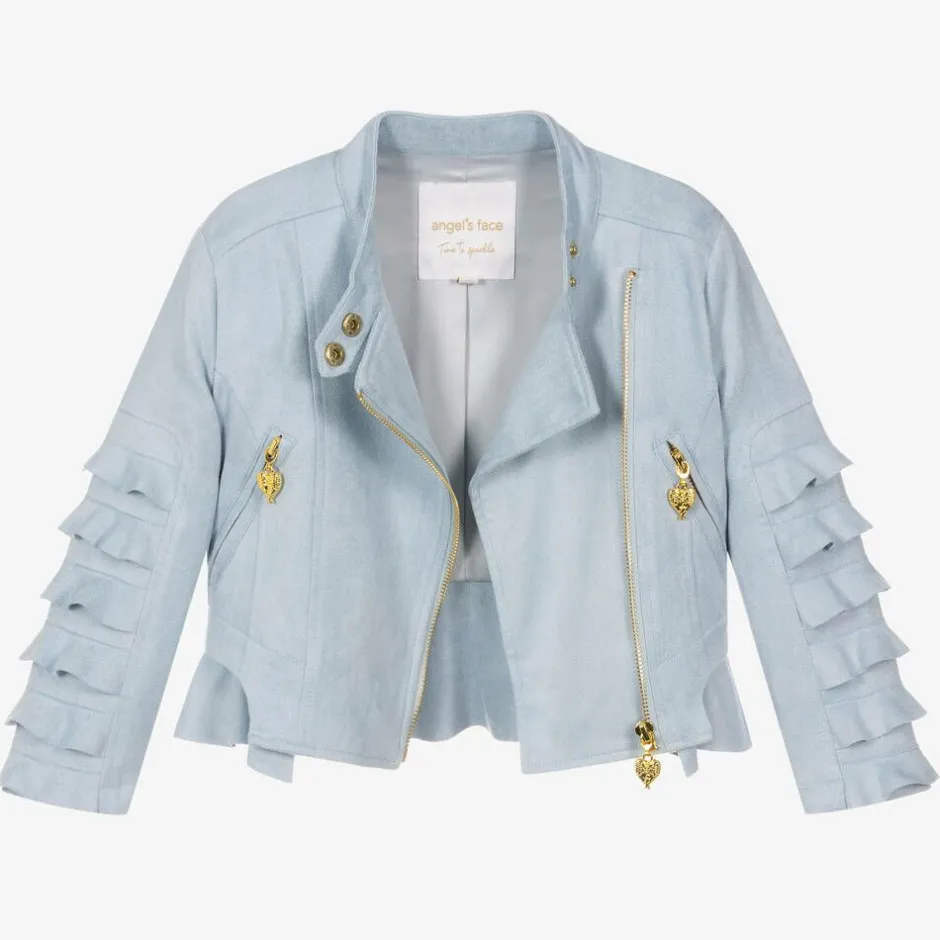 Angels Face Girls Faux Suede Biker Jacket Blue Best