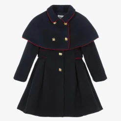 Patachou Girls Blue Felted Cape Coat