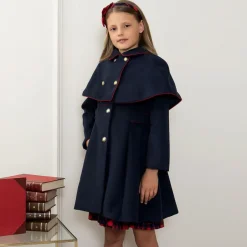 Patachou Girls Blue Felted Cape Coat