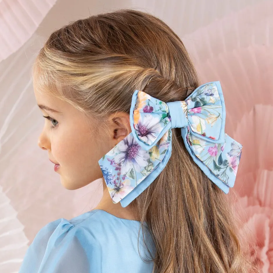 Patachou Girls Blue Floral Bow Hair Clip (14cm) Online