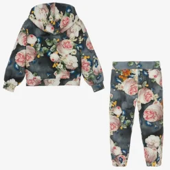 Monnalisa Girls Blue Floral Cotton Tracksuit Outlet