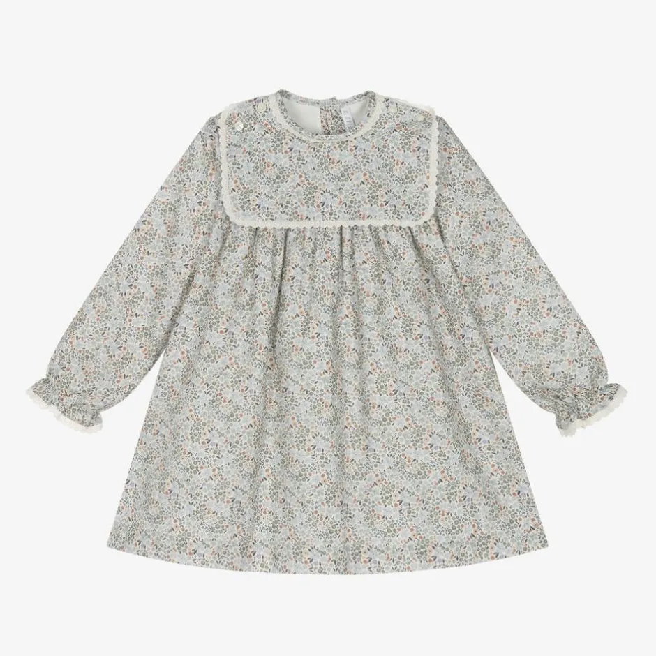 Paloma de la O Girls Blue Floral Cotton Dress Outlet