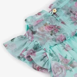 Angels Face Girls Blue Floral Dress Aqua Discount