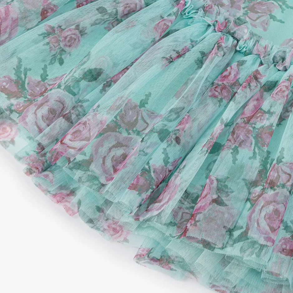 Angels Face Girls Blue Floral Dress Aqua Discount