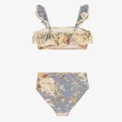 Zimmermann Girls Blue Floral Ruffle Bikini Spliced