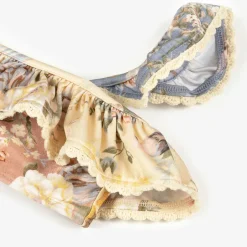 Zimmermann Girls Blue Floral Ruffle Bikini Spliced