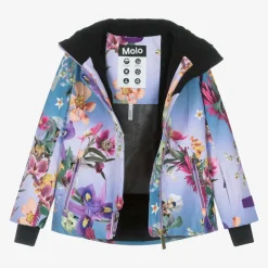 Molo Girls Blue Floral Ski Jacket New