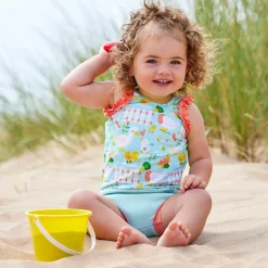 Splash About Girls Blue Happy Nappy Swimsuit (UPF50+) New