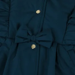 Caramelo Kids Girls Blue Hooded Bow Coat New
