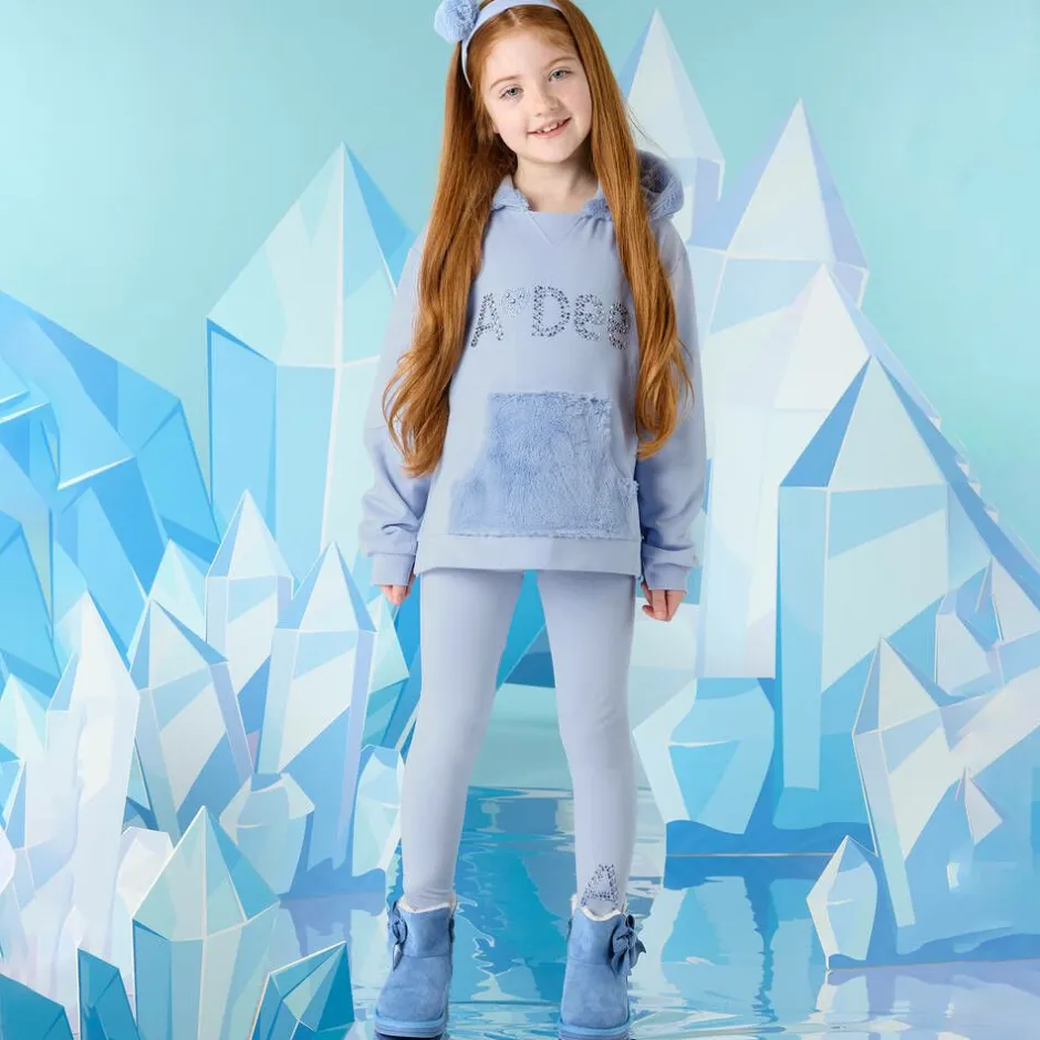 A Dee Girls Blue Hooded Cotton Leggings Set Best