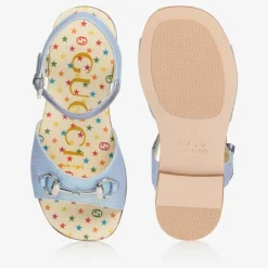 Gucci Girls Blue Horsebit Sandals Discount