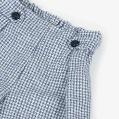 Balloon Chic Girls Blue Houndstooth Cotton Shorts Online