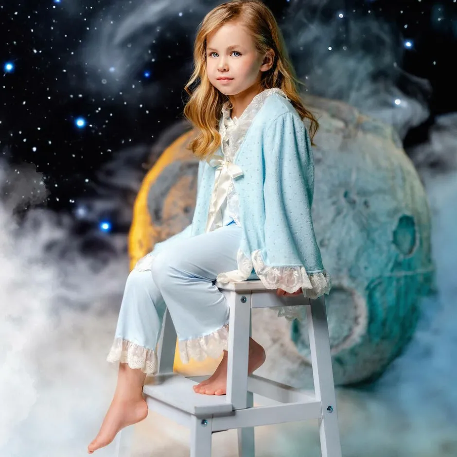 AMIKI Children Girls Blue Knitted Dressing Gown Best