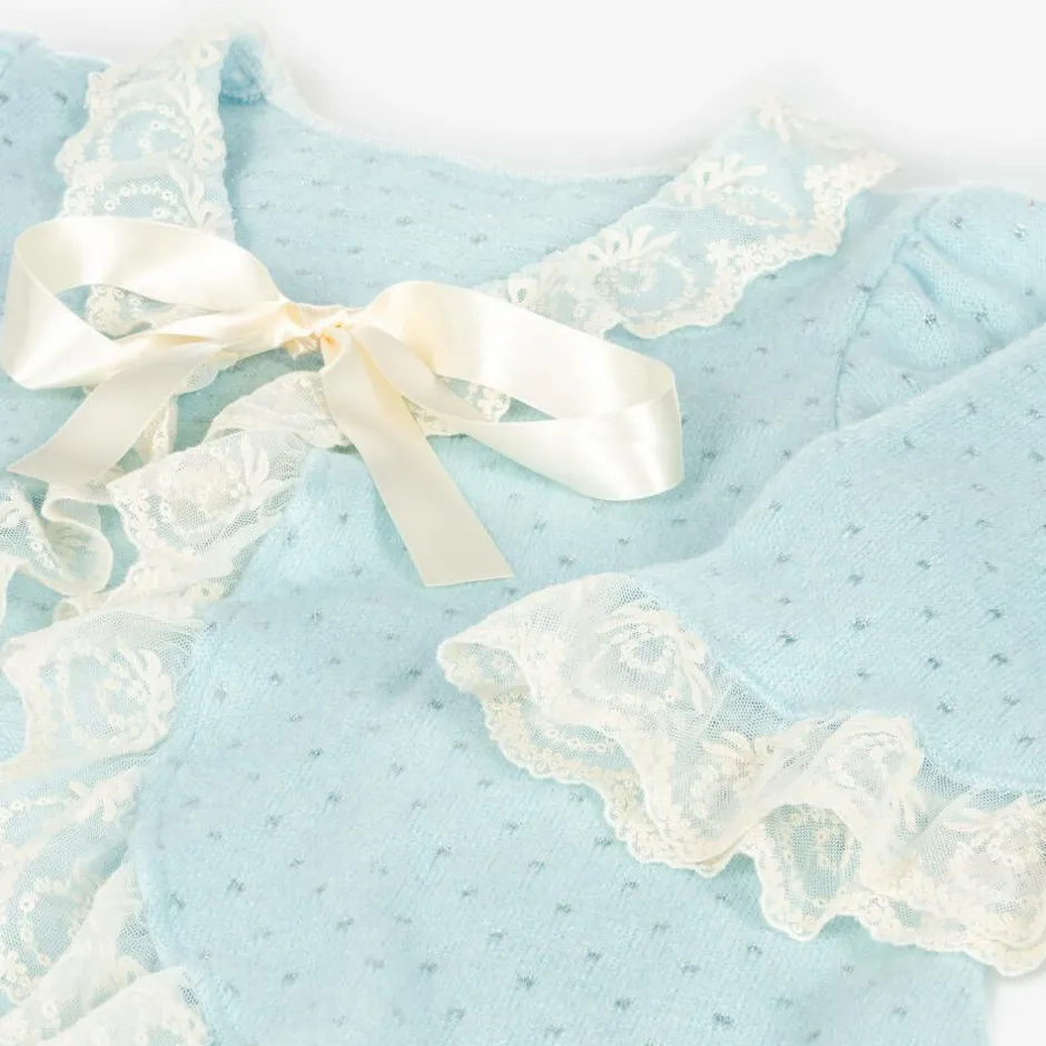 AMIKI Children Girls Blue Knitted Dressing Gown Best