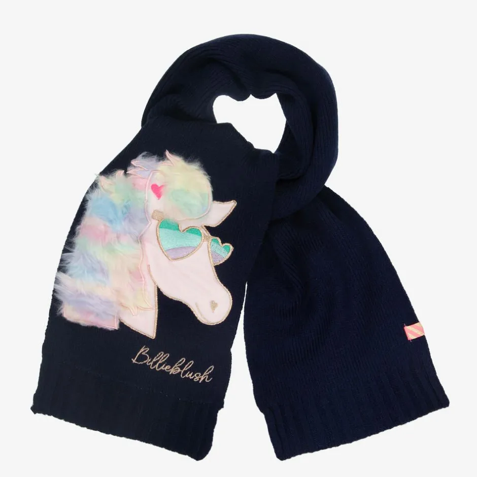 Billieblush Girls Blue Knitted Unicorn Scarf Discount