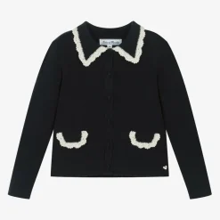 Tartine et Chocolat Girls Blue Knitted Wool Cardigan Best