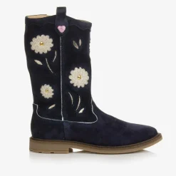 Pom dApi Girls Blue Leather Cowboy Boots Discount