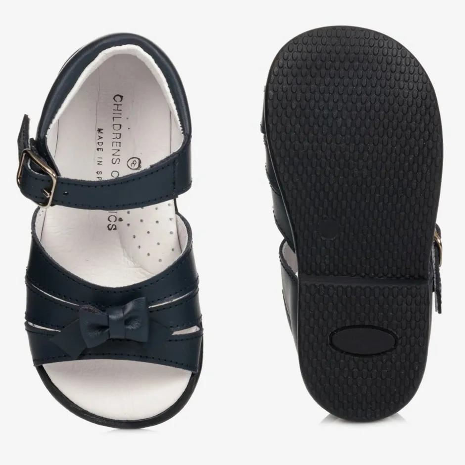 Childrens Classics Girls Blue Leather Sandals Discount