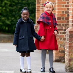 Childrens Classics Girls Blue Leather T-Bar Shoes New