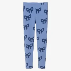 Mini Rodini Girls Blue Organic Cotton Bow Print Leggings Best