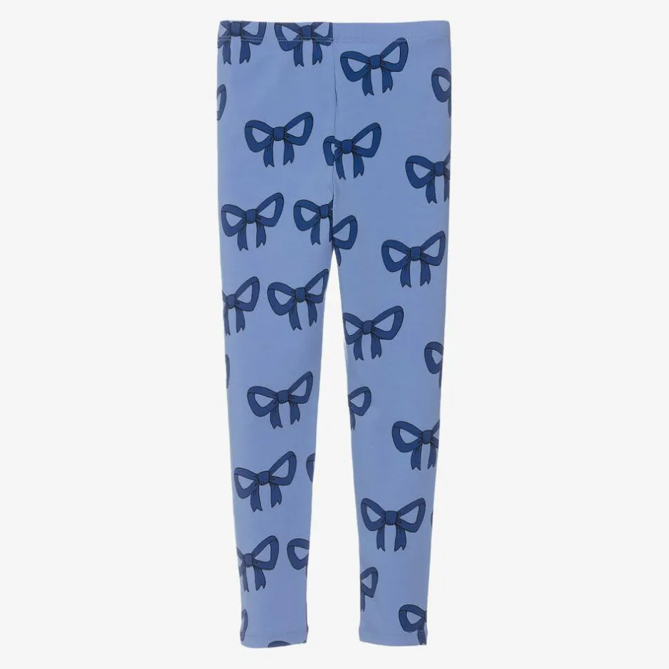Mini Rodini Girls Blue Organic Cotton Bow Print Leggings Best