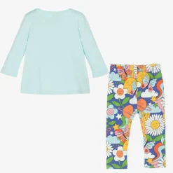 Frugi Girls Blue Organic Cotton Floral Leggings Set Hot